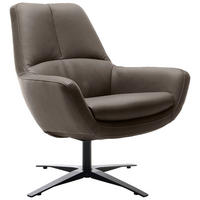 SESSEL in Echtleder Grau  - Schwarz/Grau, MODERN, Leder/Metall (81/92/83cm) - Trendmanufaktur