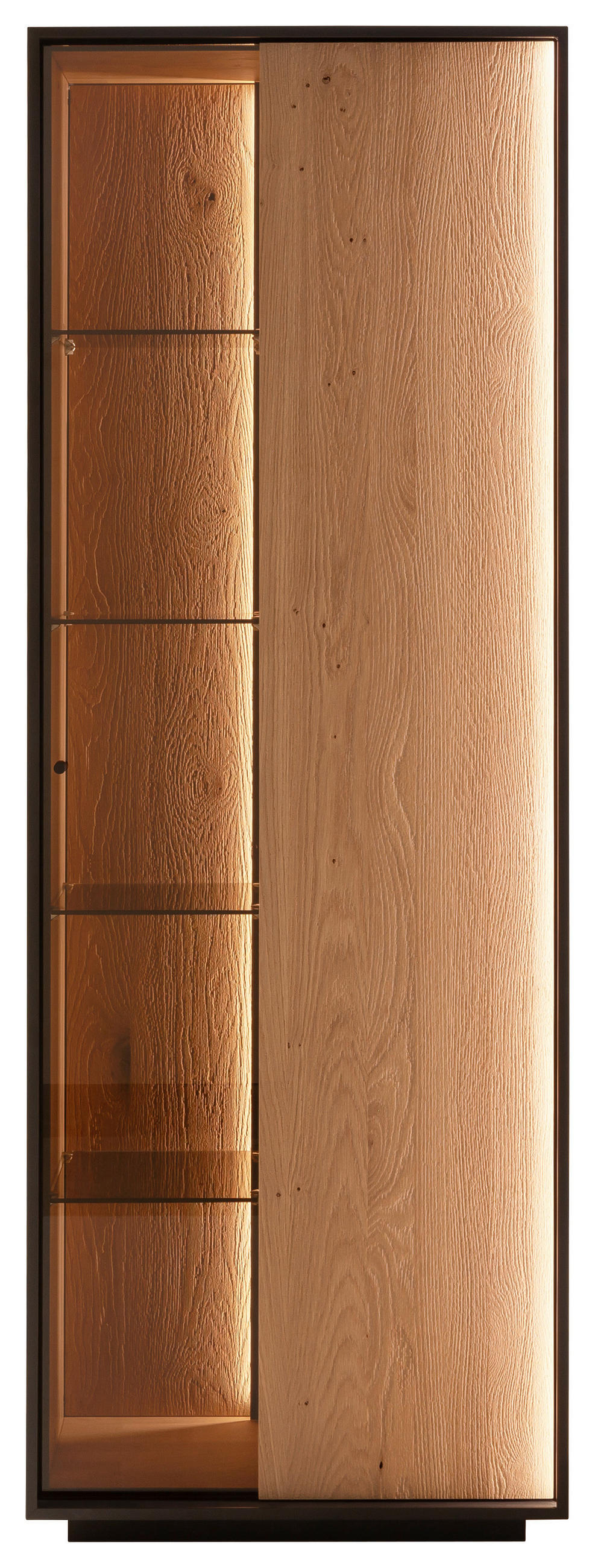 VITRINE  in massiv Kerneiche Eichefarben - Eichefarben/Anthrazit, Design, Glas/Holz (67/197/42cm) - Schöner Wohnen