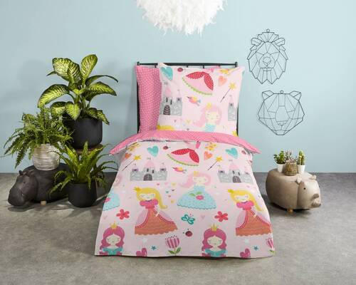 KINDERBETTWÄSCHE Royalty Renforcé 135/200 cm  - Rot/Rosa, Design, Textil (135/200cm)