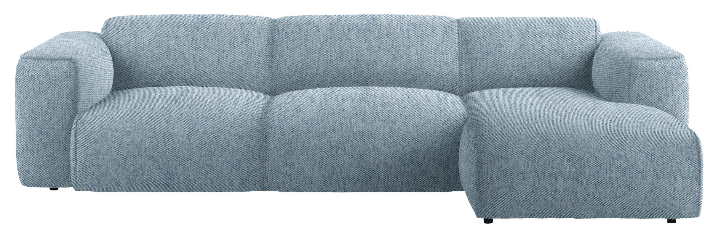 ECKSOFA Blau Webstoff Rücken echt  - Blau/Schwarz, Design, Kunststoff/Textil (290/171cm) - home24