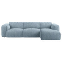 ECKSOFA Blau Webstoff Rücken echt  - Blau/Schwarz, Design, Kunststoff/Textil (290/171cm) - home24