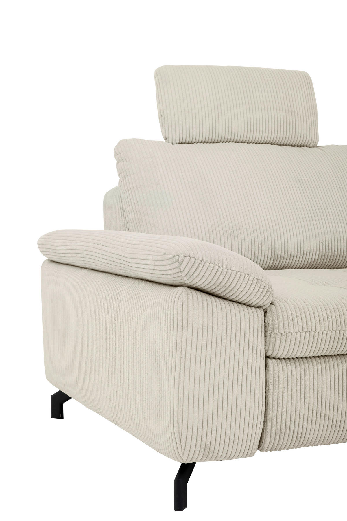 HÖRNSOFFA i manchester, velour cremefärgad, naturfärgad  - svart/cremefärgad, Design, metall/textil (291/197cm) - Beldomo Style