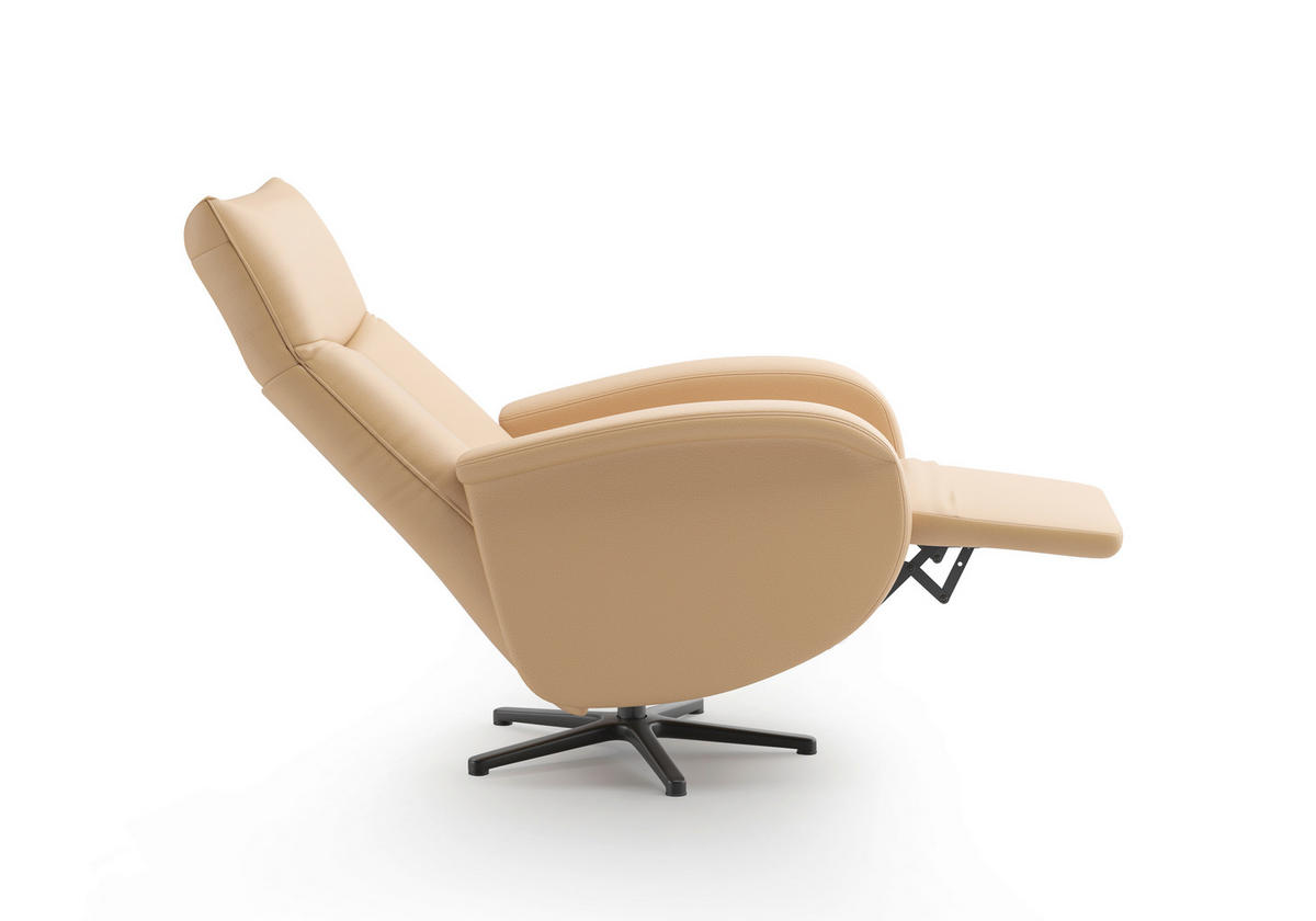 DREHSTUHL Cappuccino  - Schwarz/Cappuccino, MODERN, Leder/Metall (75/112/82cm) - Sit & More