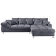 ECKSOFA Dunkelgrau Webstoff  - Dunkelgrau, Design, Textil/Metall (332/227cm) - Carryhome