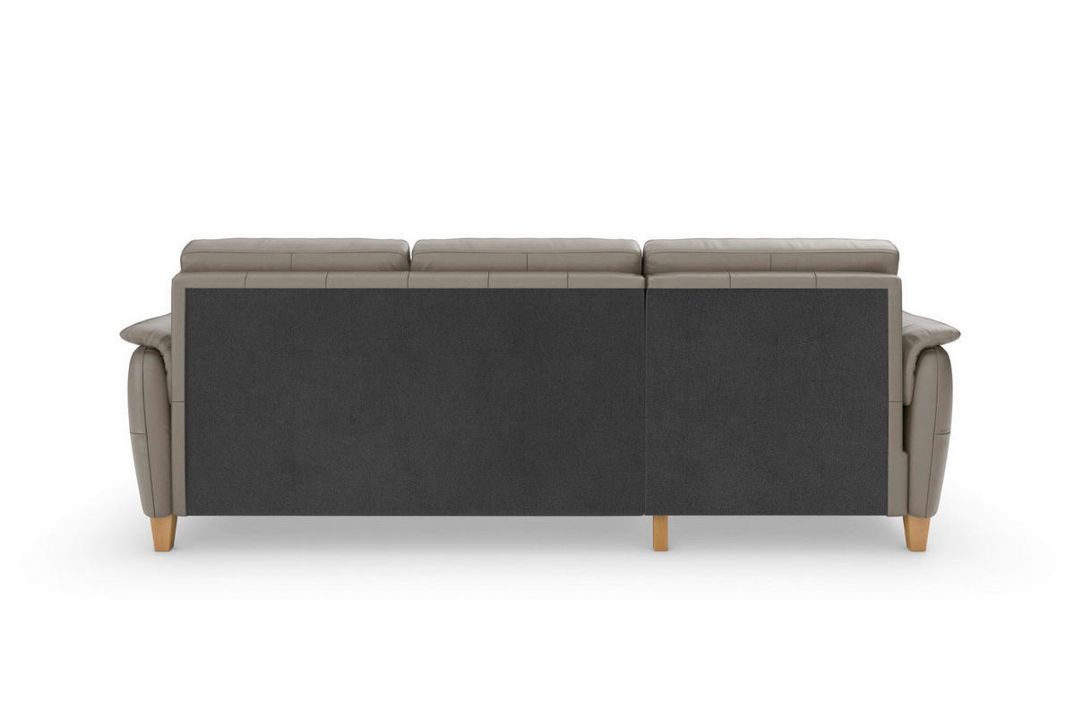 ROHOVÁ SEDAČKA, koža, sivá - sivá/farba duba, Basics, koža/drevo (163/244cm) - Sit & More
