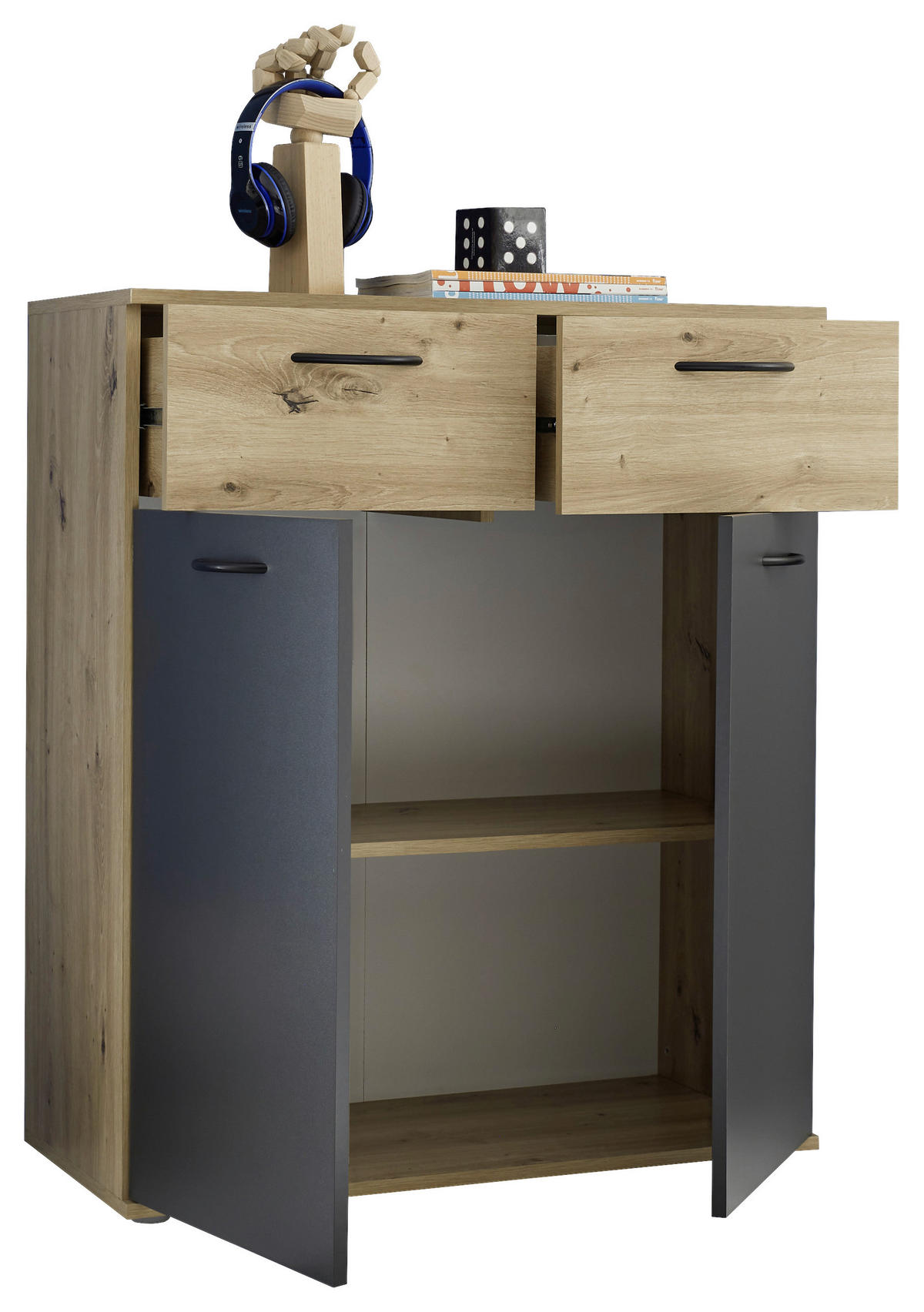 KOMMODE  in 80/95/38 cm  - Schwarz/Graphitfarben, KONVENTIONELL, Holzwerkstoff/Kunststoff (80/95/38cm) - Boxxx