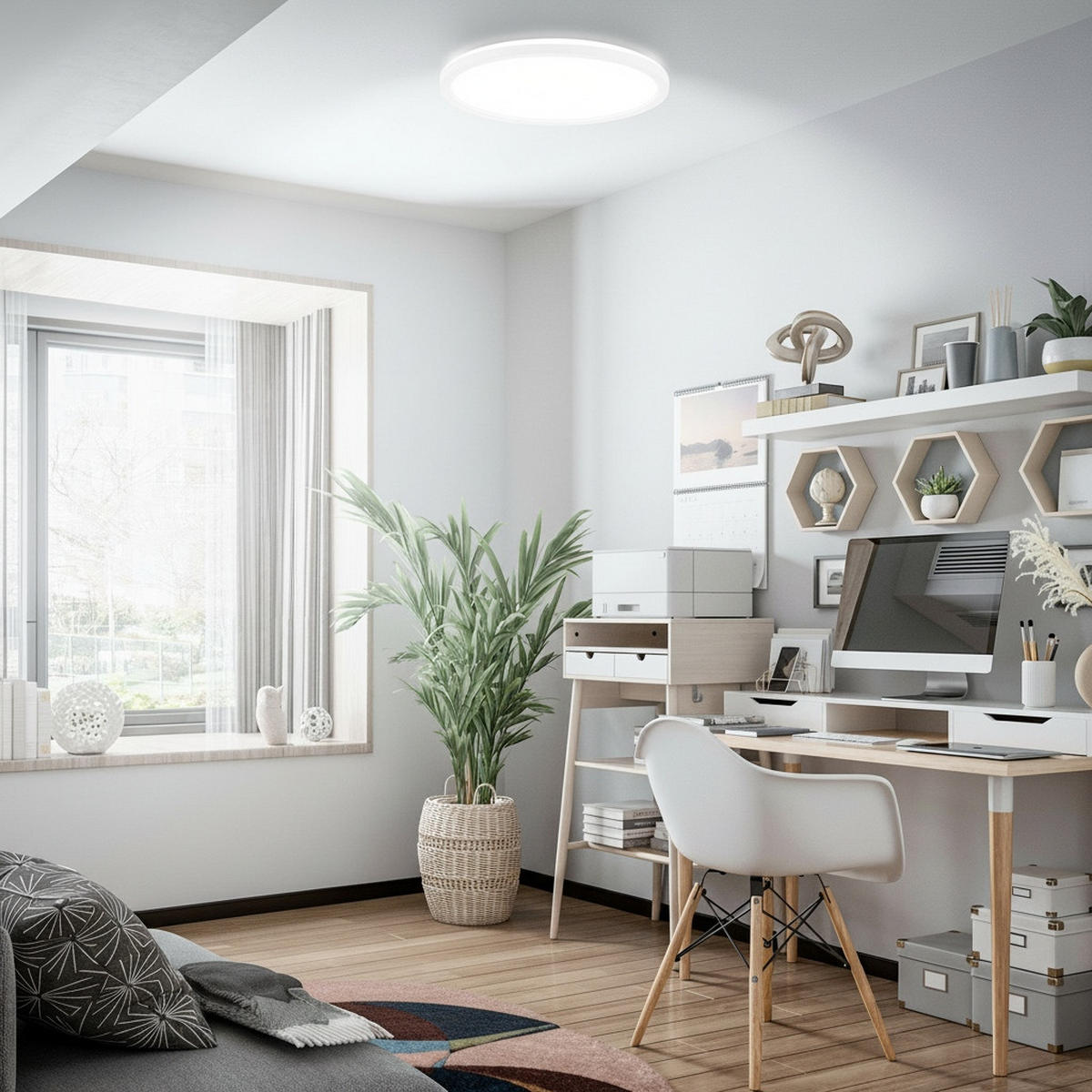 LED-DECKENLEUCHTE Tava A 29/3 cm   - Weiß, Basics, Kunststoff (29/3cm) - Briloner