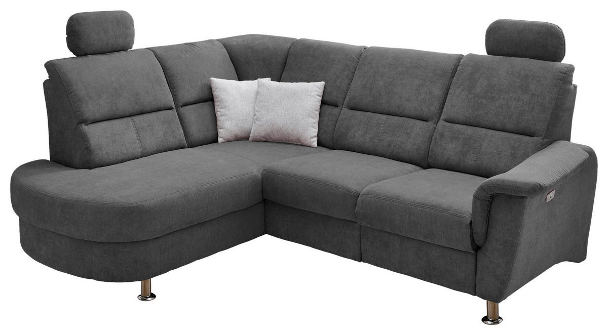 ECKSOFA in Mikrofaser Anthrazit  - Chromfarben/Anthrazit, Konventionell, Textil/Metall (231/45/55cm) - Livetastic