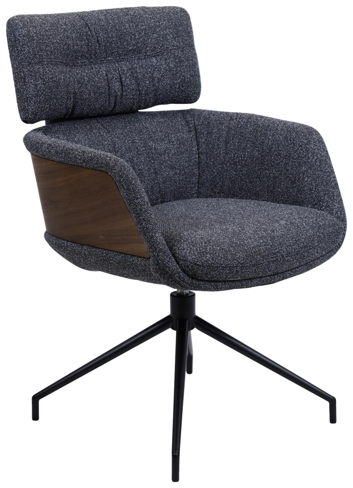 ARMLEHNSTUHL  in Eisen Webstoff  - Dunkelgrau/Walnussfarben, Design, Holz/Textil (62/92/66cm) - Dieter Knoll