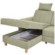 ECKSOFA Hellgrün Flachgewebe  - Buchefarben/Hellgrün, KONVENTIONELL, Holz/Textil (166/241cm) - Carryhome