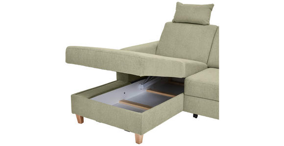 ECKSOFA Hellgrün Flachgewebe  - Buchefarben/Hellgrün, KONVENTIONELL, Holz/Textil (166/241cm) - Carryhome
