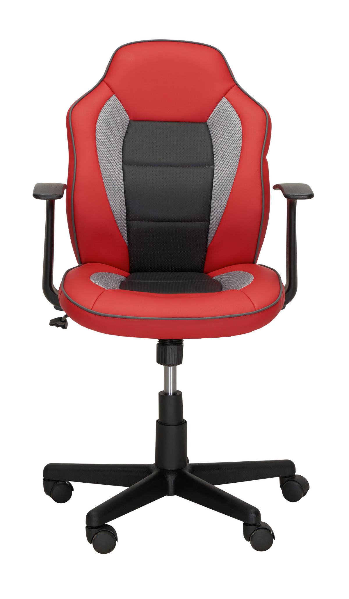 OKRETNA STOLICA ZA MLADE  siva, crvena, crna  metal, plastika, tekstil  - siva/crna, Basics, metal/tekstil (59,5/91-101/64cm) - Xora