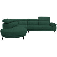 ECKSOFA in Velours Grün  264/299 cm  - Schwarz/Grün, Design, Textil/Metall (264/299cm) - Novel