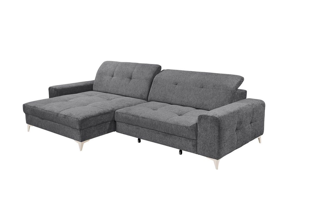 ECKSOFA SORELLA Anthrazit Mikrovelours Kopfteilverstellung, Sitztiefenverstellung  - Kaschmir/Anthrazit, Design, Kunststoff/Textil (182/328cm) - MID.YOU