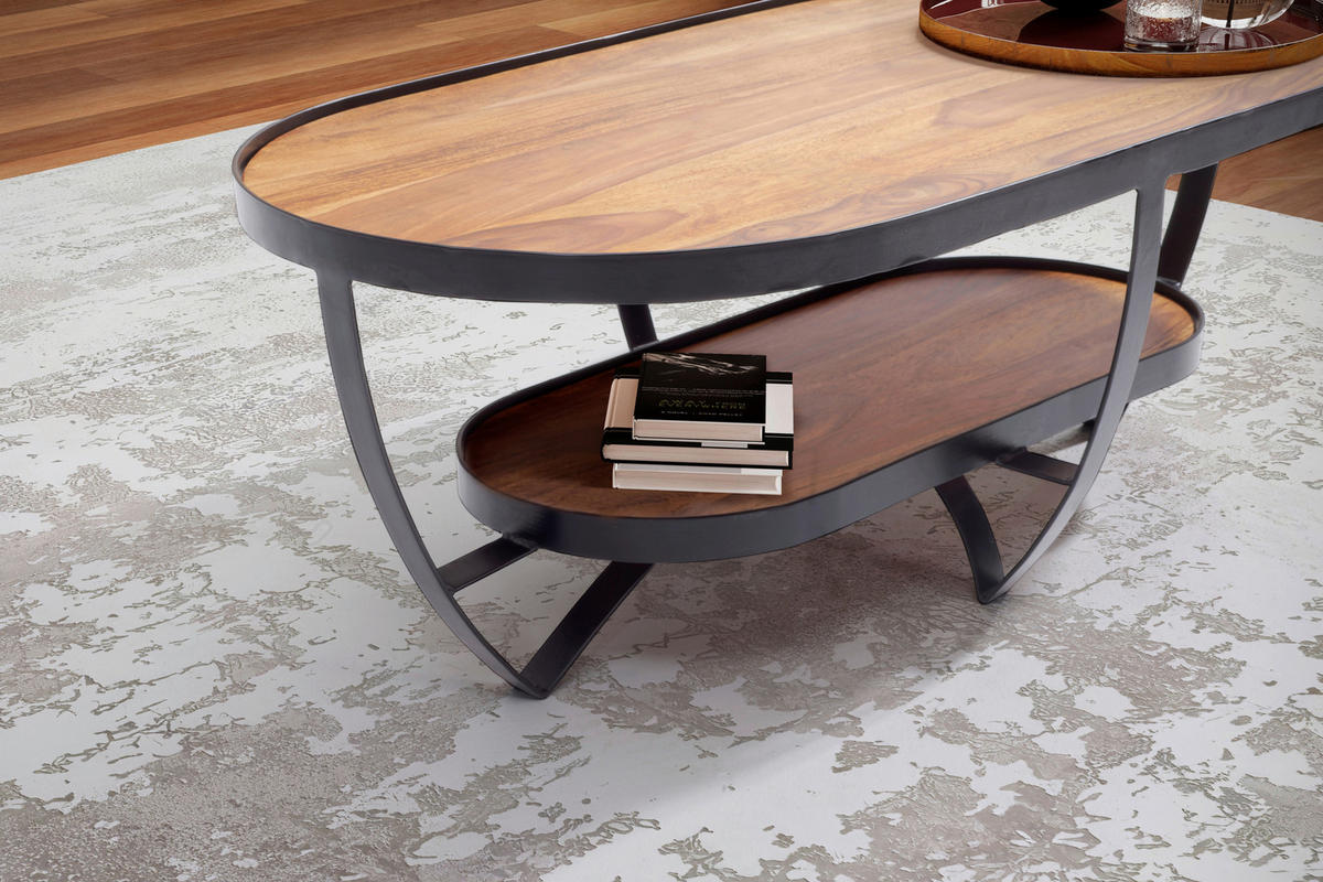 COUCHTISCH in Holz 100/50/37,5 cm  - Sheeshamfarben/Schwarz, Design, Holz/Metall (100/50/37,5cm) - MID.YOU