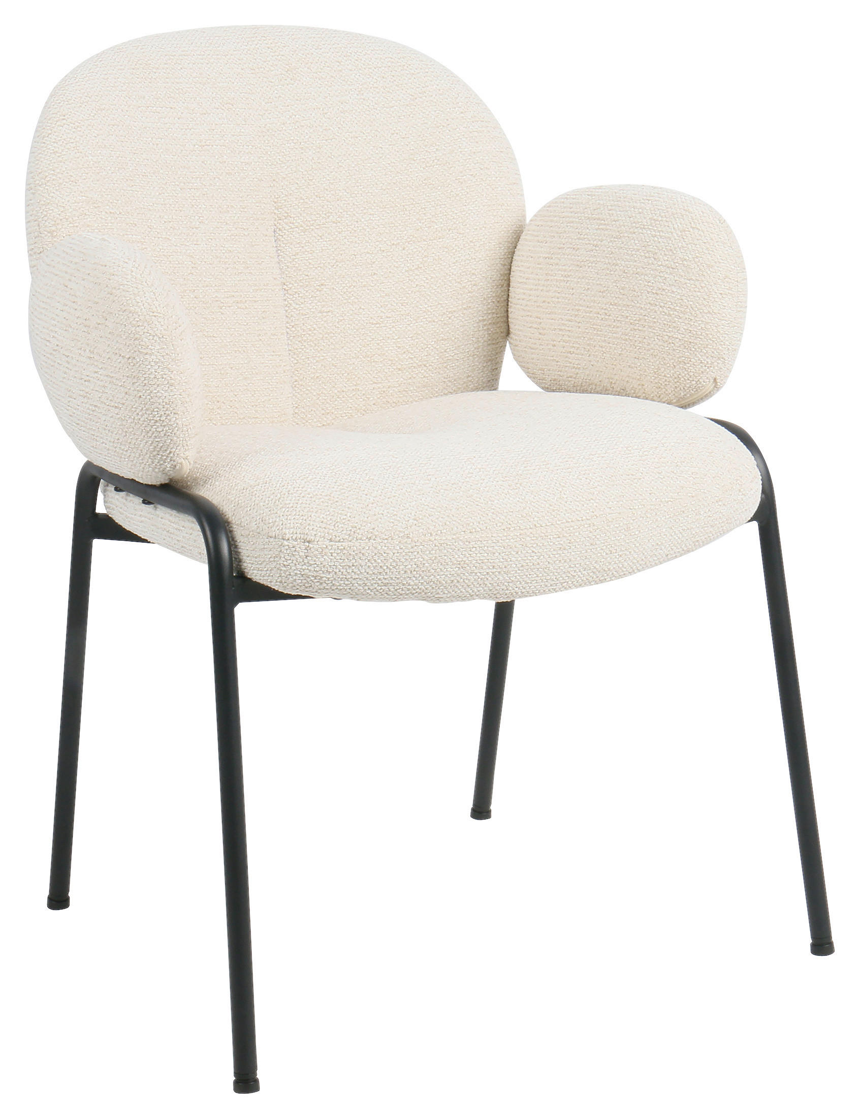 ARMLEHNSTUHL  in Eisen Leinenoptik  - Beige/Schwarz, MODERN, Textil/Metall (60/81/61cm) - MID.YOU