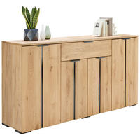 SIDEBOARD 180,2/93,1/43,4 cm  in Schwarz, Eichefarben  - Eichefarben/Schwarz, Natur, Holz/Holzwerkstoff (180,2/93,1/43,4cm) - Linea Natura