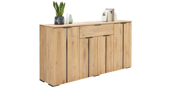 SIDEBOARD Wildeiche Schwarz, Eichefarben Einlegeböden  - Eichefarben/Schwarz, Natur, Holz/Holzwerkstoff (180,2/93,1/43,4cm) - Linea Natura