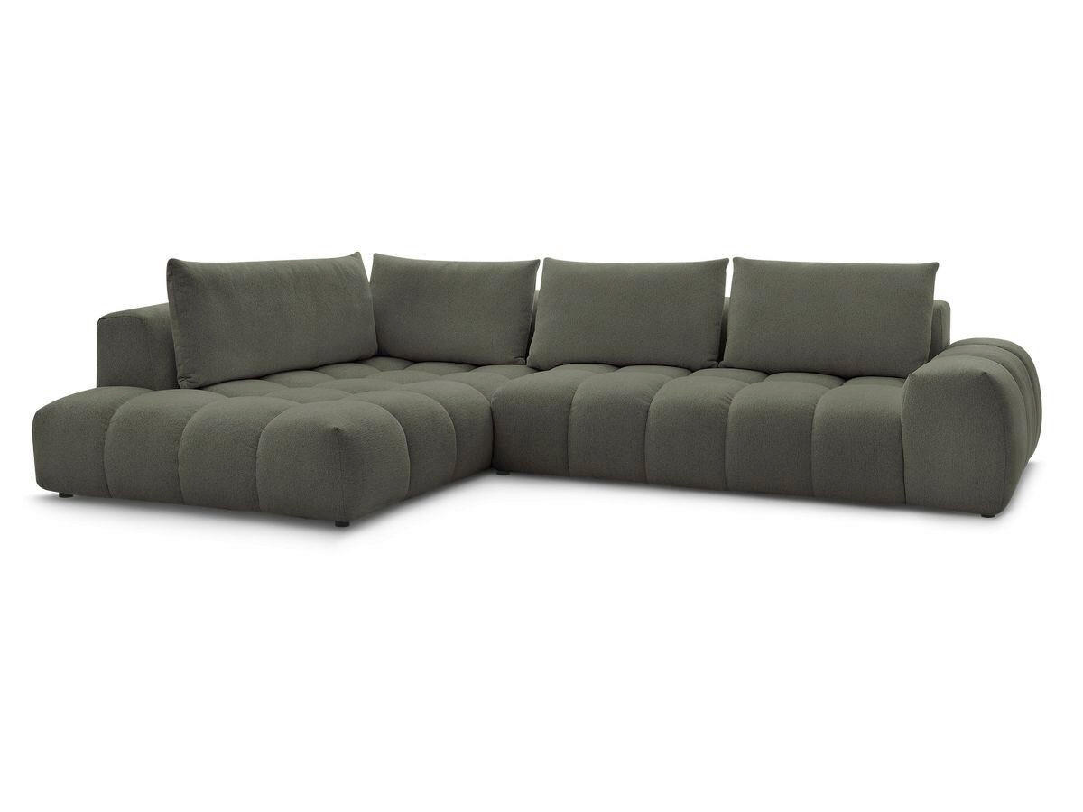 ECKSOFA Ottomane links  EVEREST Grün Flachgewebe  - Schwarz/Grün, MODERN, Kunststoff/Textil (210/352cm)
