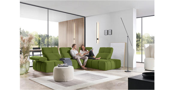 ECKSOFA in Struktur Grün 313/233 cm - Schwarz/Grün, Design, Kunststoff/Textil (313/233cm) - Emilio Belluti