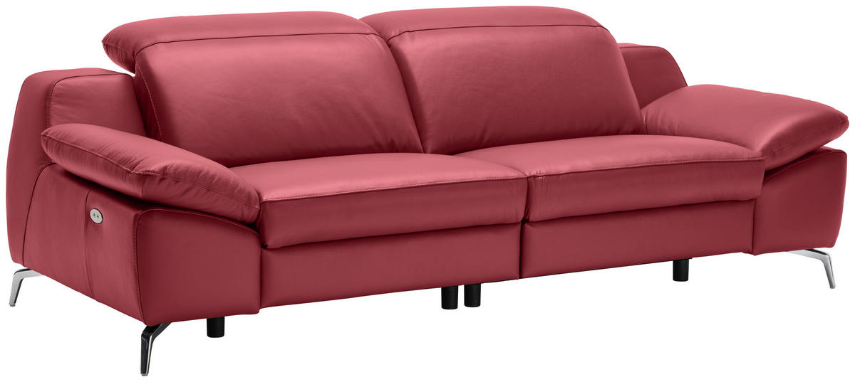 HÁROMÜLÉSES KANAPÉ bőr piros  - krómszínű/fekete, Design, műanyag/bőr (234/83-99/110cm) - Celina Home