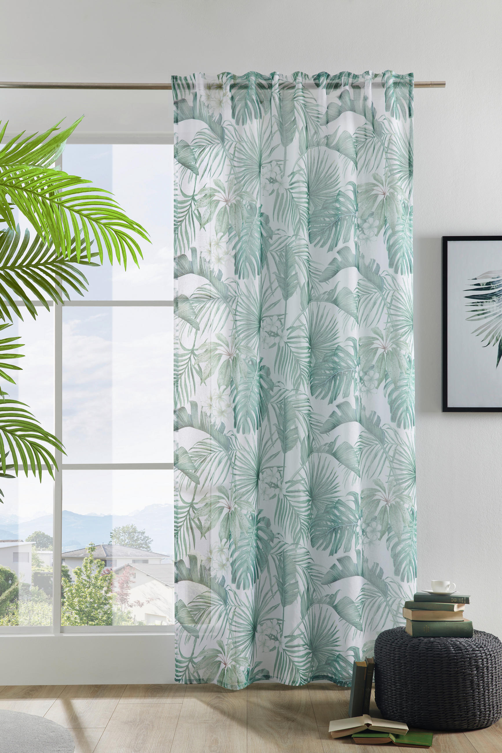 KUSOVÁ ZÁCLONA, 135/245 cm - zelená, Design, textil (135/245cm) - Esposa