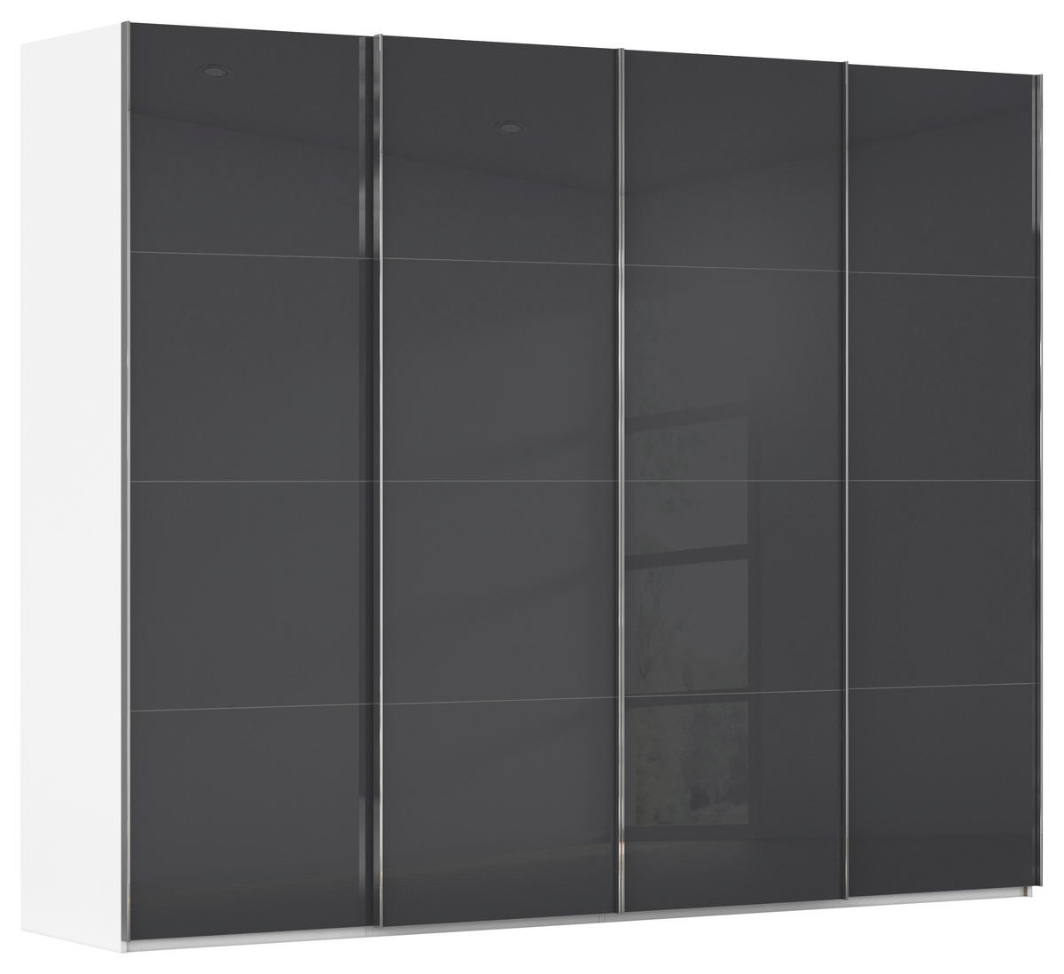 SCHWEBETÜRENSCHRANK 271/235/68 cm 4-türig Schwarz, Weiß  - Chromfarben/Schwarz, Design, Glas/Holzwerkstoff (271/235/68cm) - Novel