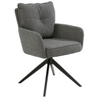 ARMLEHNSTUHL  in Eisen Leinenoptik  - Schwarz/Grau, Design, Textil/Metall (61/90/67cm) - Novel