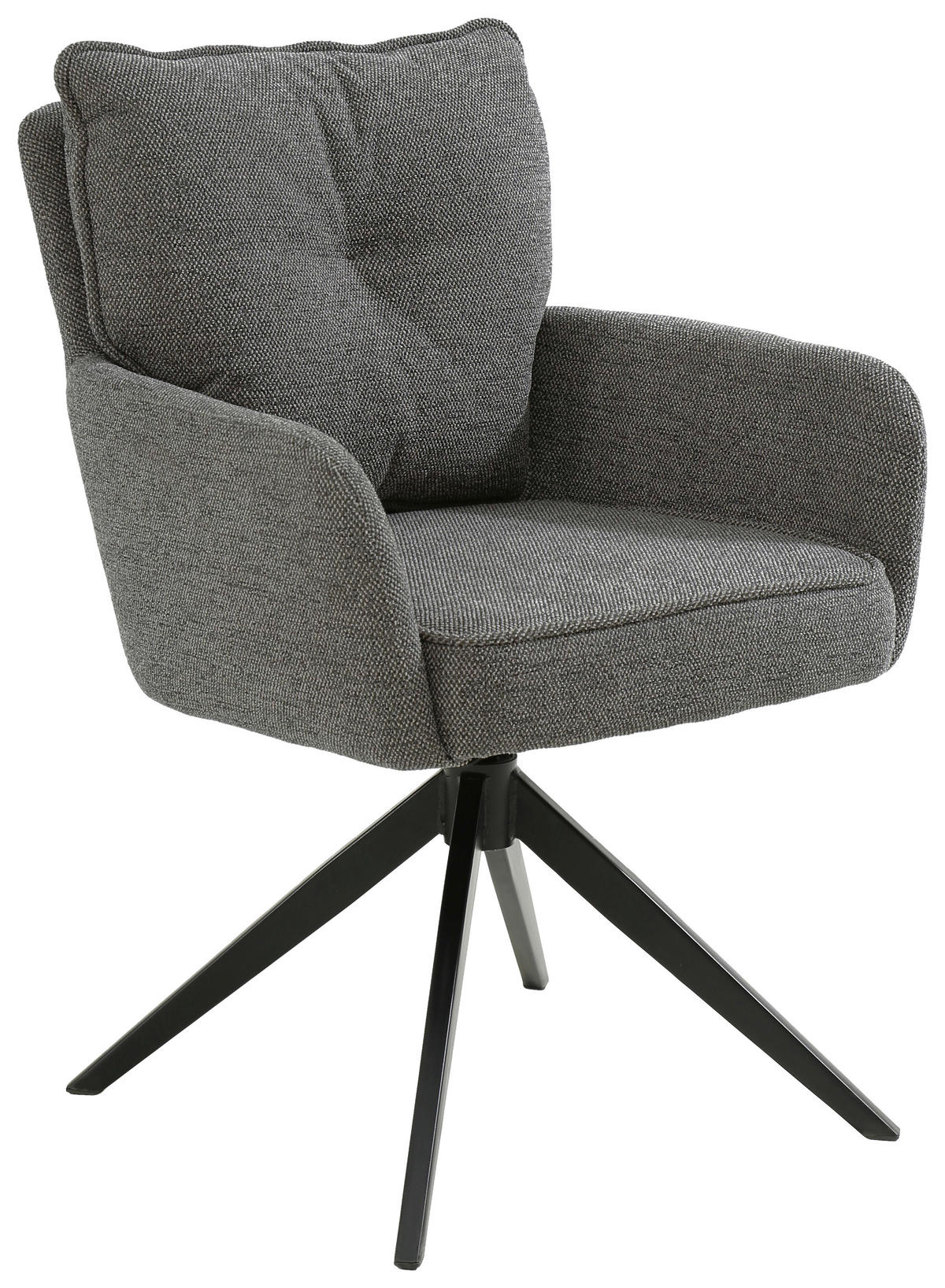 ARMLEHNSTUHL  in Eisen Leinenoptik  - Schwarz/Grau, Design, Textil/Metall (61/90/67cm) - Novel