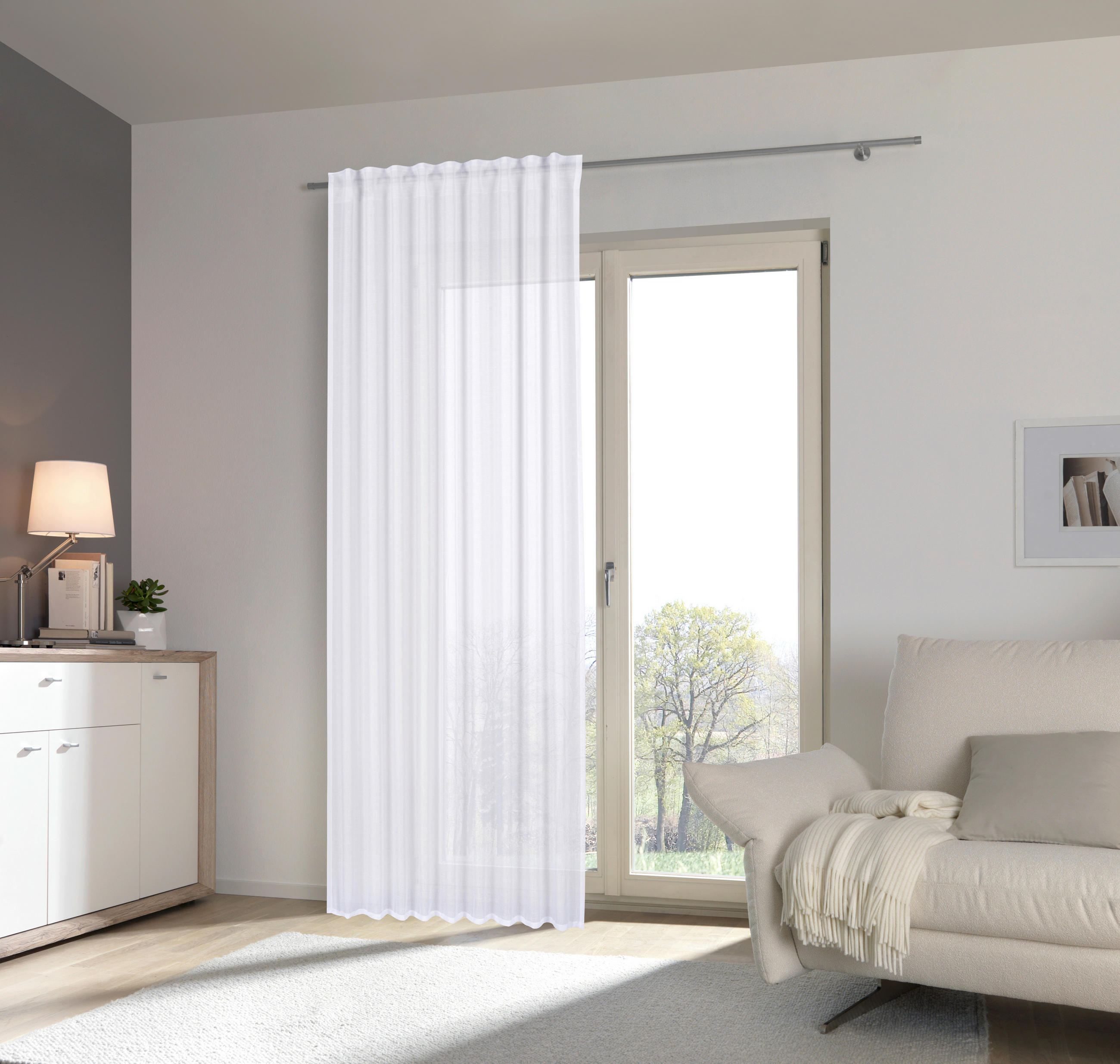 ZAVJESA SA SKRIVENIM OMČAMA bijela  140/245 cm  - bijela, Basics, tekstil (140/245cm) - Esposa