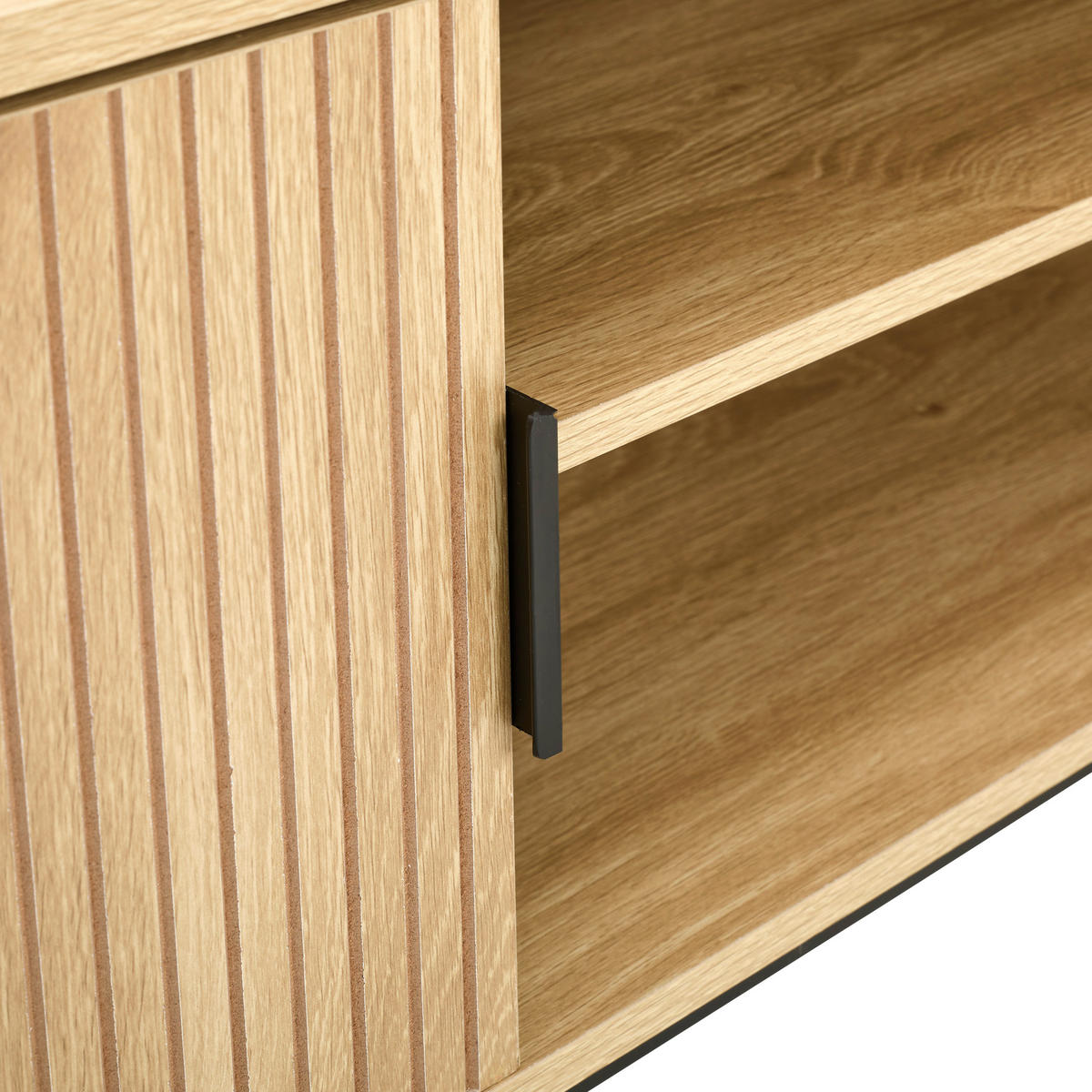 LOWBOARD  in 160/45/43 cm  - Schwarz/Naturfarben, Natur, Holzwerkstoff/Metall (160/45/43cm) - MID.YOU