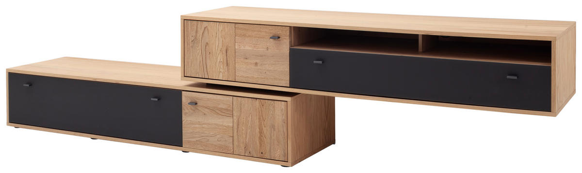 LOWBOARD  in 306/70/50 cm  - Eiche Bianco/Anthrazit, Design, Glas/Holz (306/70/50cm) - MID.YOU