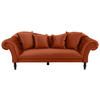 3-SITZER-SOFA in Velours Rostfarben  - Rostfarben/Schwarz, Design, Holz/Textil (242/91/104cm) - MID.YOU