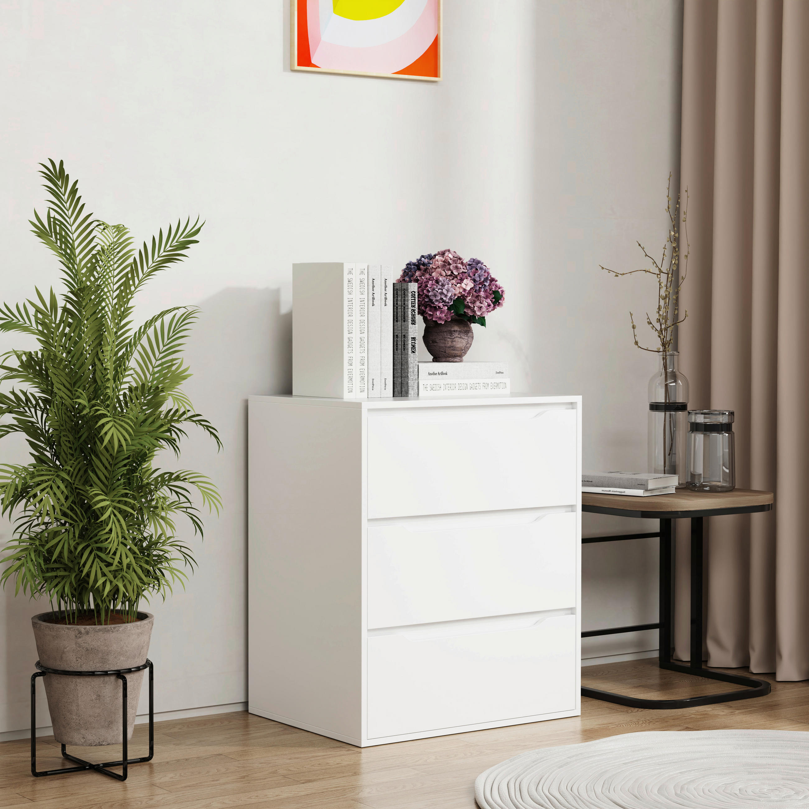 BYRÅ 65/78/48 cm  - vit, Design, trämaterial (65/78/48cm) - MID.YOU
