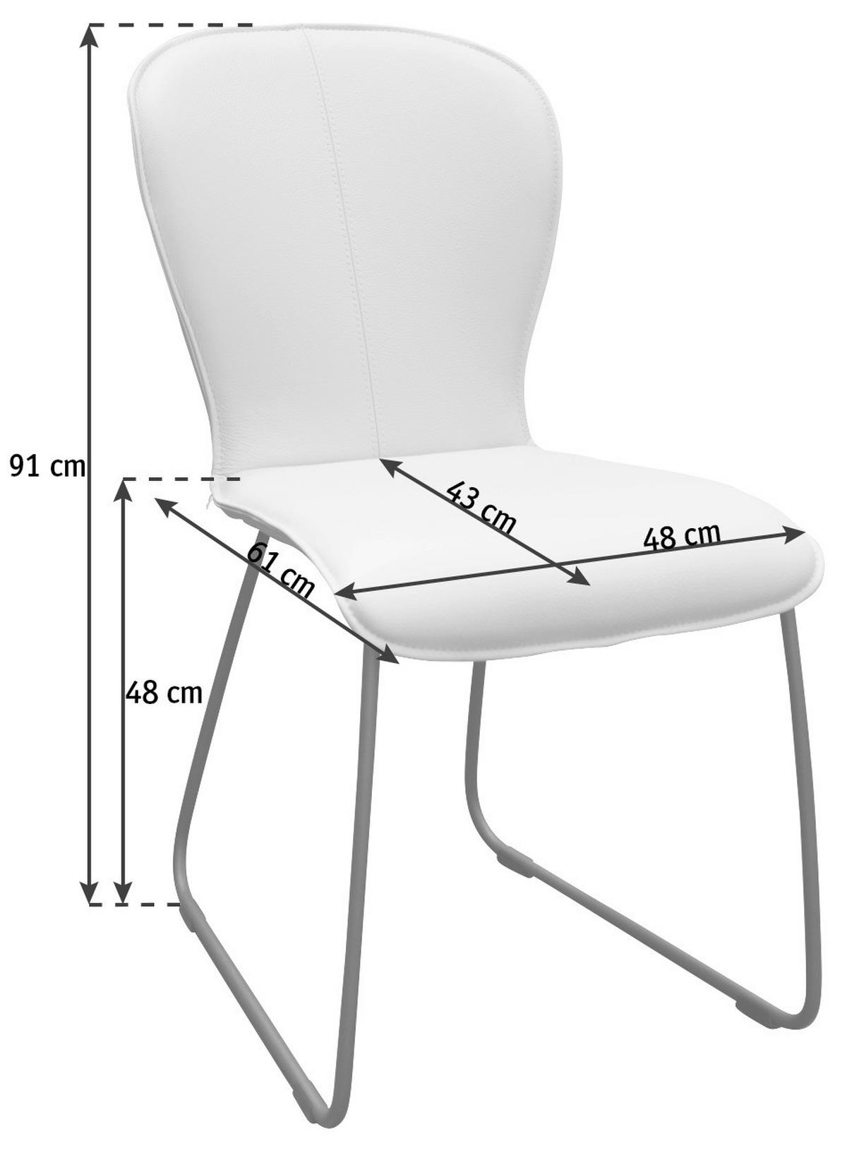 STUHL  in Edelstahl Echtleder pigmentiert Metall, Leder  - Hellbraun/Anthrazit, Design, Leder/Metall (48/91/61cm) - Bert Plantagie