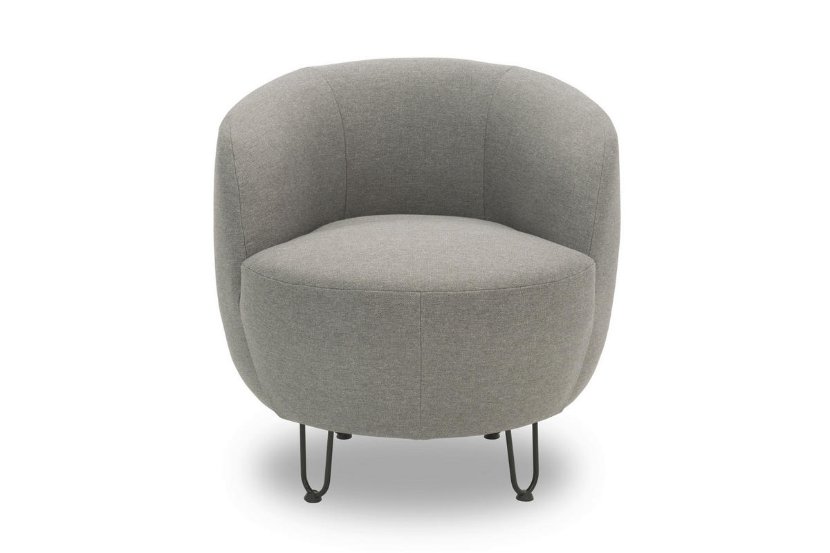 SESSEL Webstoff Hellgrau    - Hellgrau/Schwarz, Design, Textil/Metall (72/74/76cm) - MID.YOU