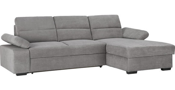 ECKSOFA inkl.Funktionen Hellgrau Webstoff  - Dunkelbraun/Hellgrau, Design, Kunststoff/Textil (258/166cm) - Cantus