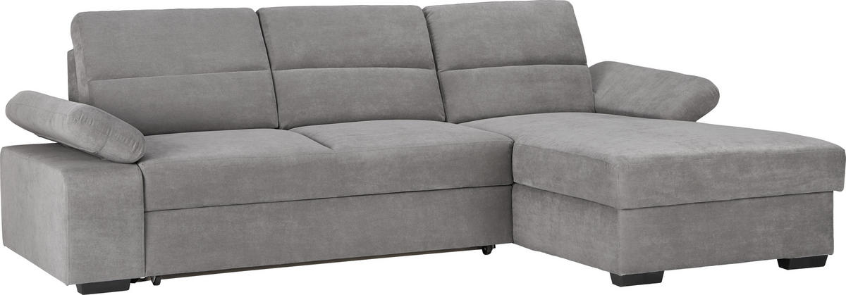 ECKSOFA inkl.Funktionen Hellgrau Webstoff  - Dunkelbraun/Hellgrau, Design, Kunststoff/Textil (258/166cm) - Cantus