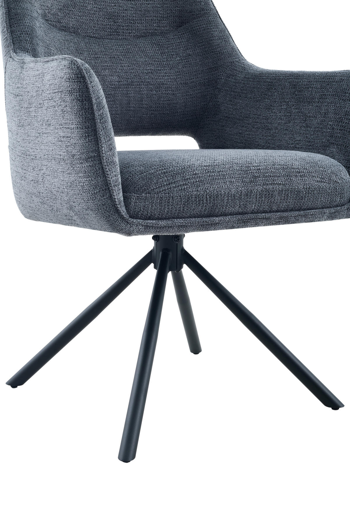 ARMLEHNSTUHL 2 Stück Sitzfläche 360° drehbar, inklusive Armlehnen, gepolsterte Armlehnen Webstoff  Anthrazit  - Anthrazit/Schwarz, MODERN, Textil/Metall (62/96/67cm) - Livetastic