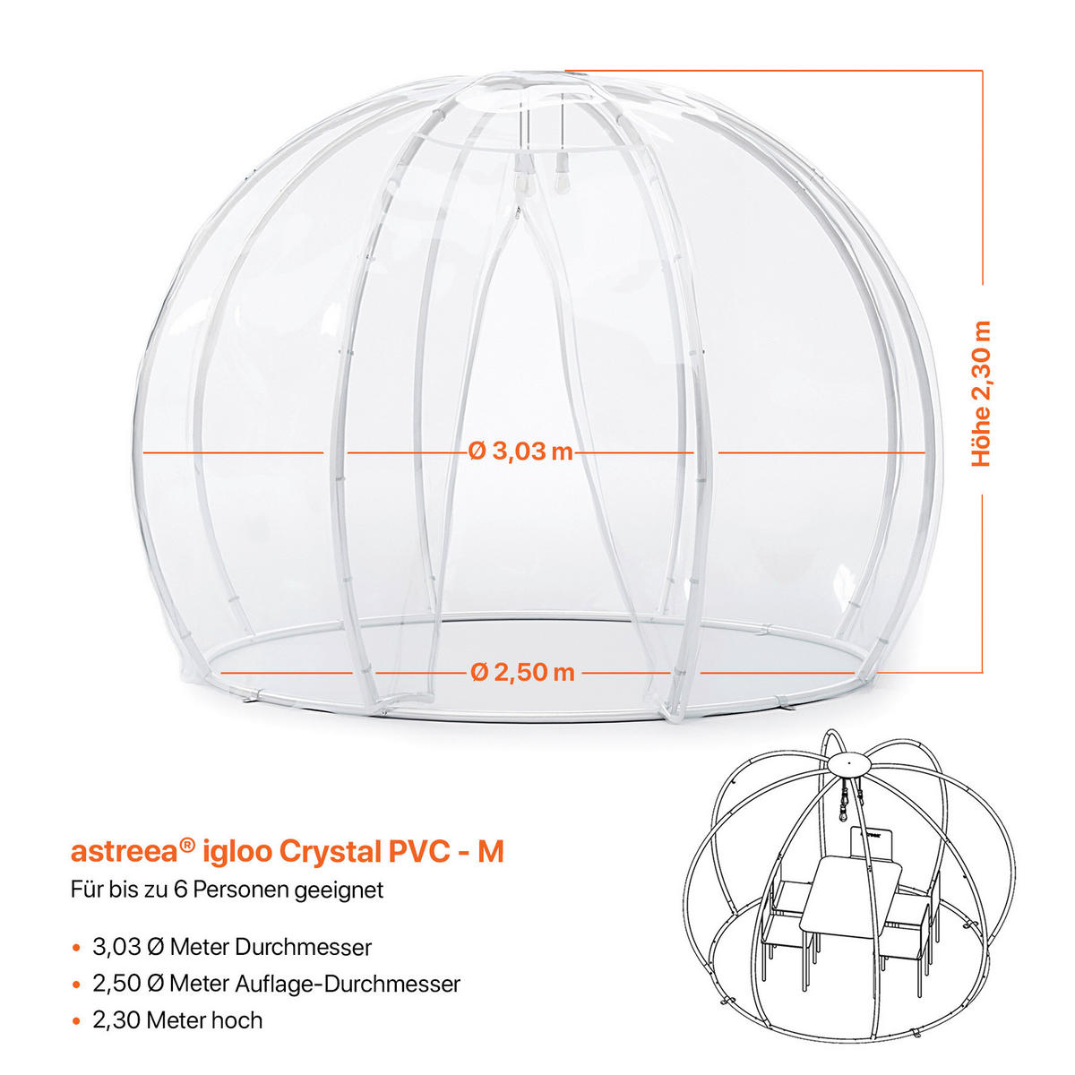 PAVILLON 303/230/303 cm Aluminium  - Transparent/Silberfarben, Basics, Kunststoff/Metall (303/230/303cm)