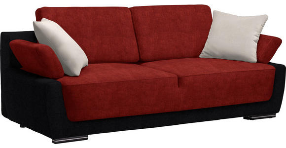 SCHLAFSOFA in Textil Hellgrau, Rot, Schwarz - Chromfarben/Rot, Design, Holz/Textil (214/83/95cm) - Venda