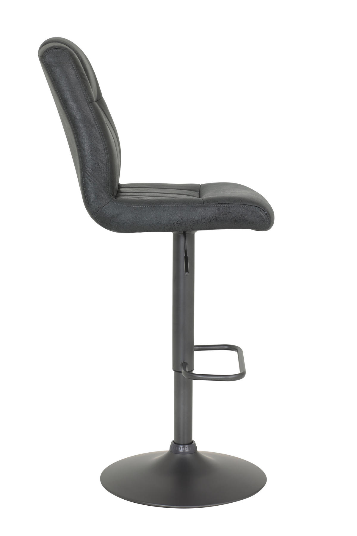 BARHOCKER Mikrofaser Anthrazit, Grau Stahl Sitzfläche 360° drehbar, abwischbar  - Anthrazit/Grau, MODERN, Textil/Metall (43/102-123/56,5cm) - MID.YOU