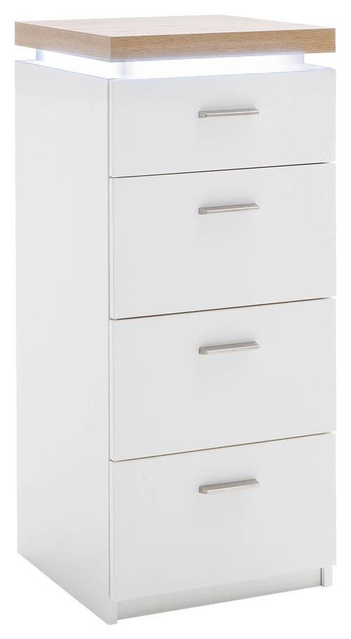 KOMMODE in 42/98/44 cm - Eichefarben/Weiß, Natur, Holzwerkstoff/Metall (42/98/44cm)