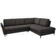 ECKSOFA in Chenille Graubraun  - Graubraun/Schwarz, Natur, Textil/Metall (288/233cm) - Valnatura