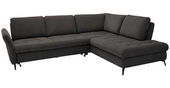 ECKSOFA in Chenille Graubraun  - Graubraun/Schwarz, Natur, Textil/Metall (288/233cm) - Valnatura