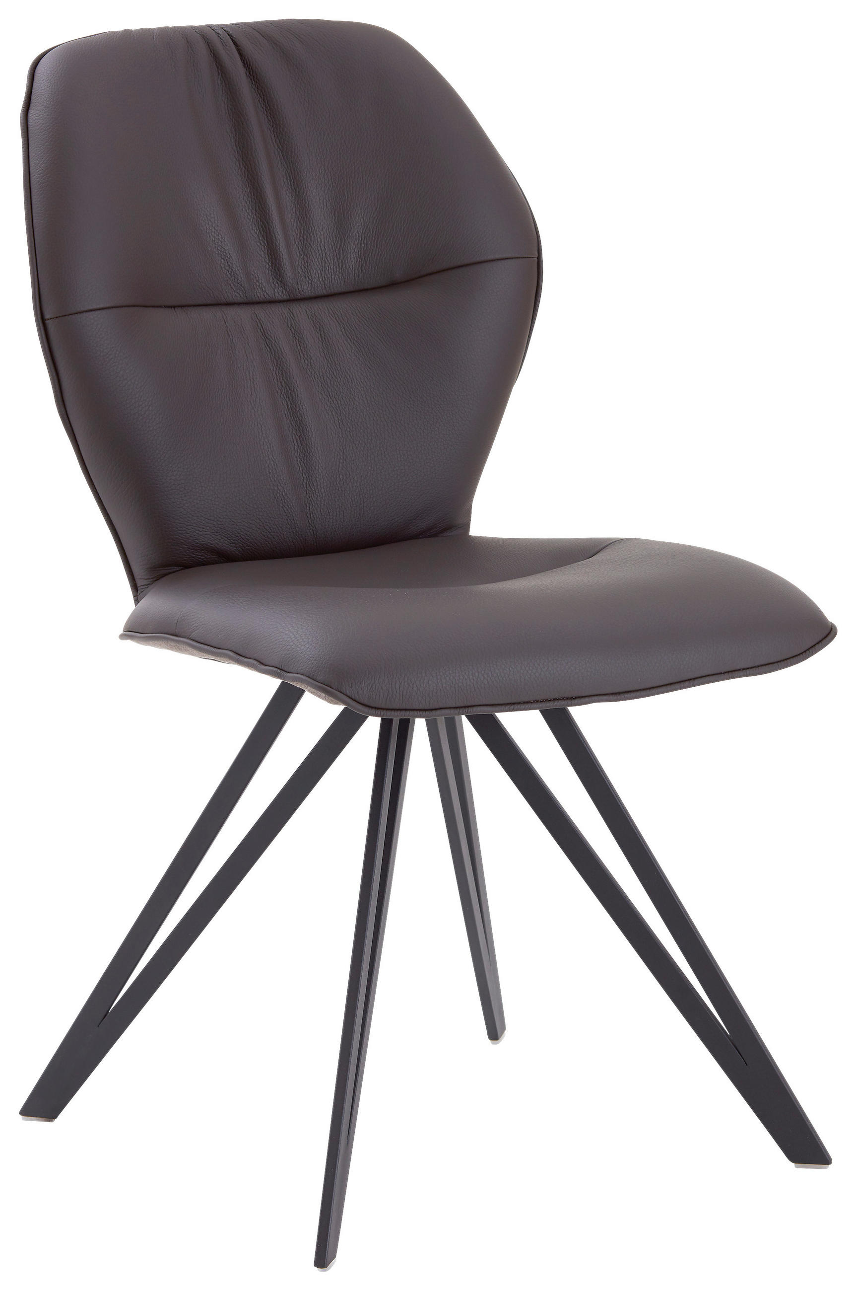 STUHL  in Eisen Echtleder pigmentiert Metall, Textil, Leder  - Taupe/Schwarz, Design, Leder/Textil (58/91/59cm) - Valdera
