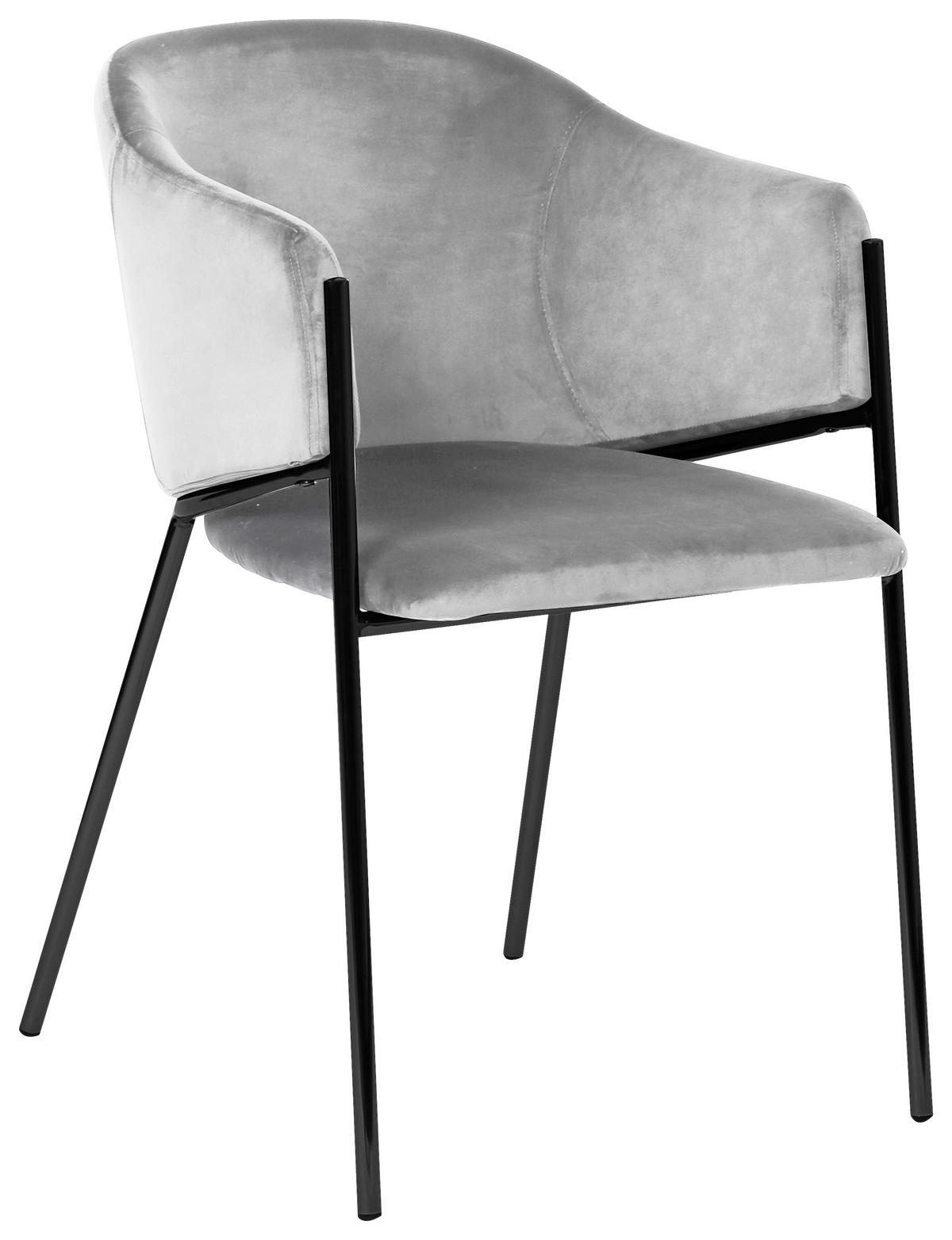 SCAUN CU BRAȚE in negru, gri deschis  - gri deschis/negru, Trend, metal/textil (53/77/60cm) - Livetastic