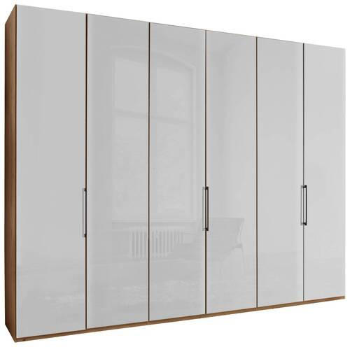 DREHTÜRENSCHRANK 300/236/58 cm 6-türig Weiß, Eiche Bianco  - Schieferfarben/Eiche Bianco, KONVENTIONELL, Glas/Holzwerkstoff (300/236/58cm) - Dieter Knoll