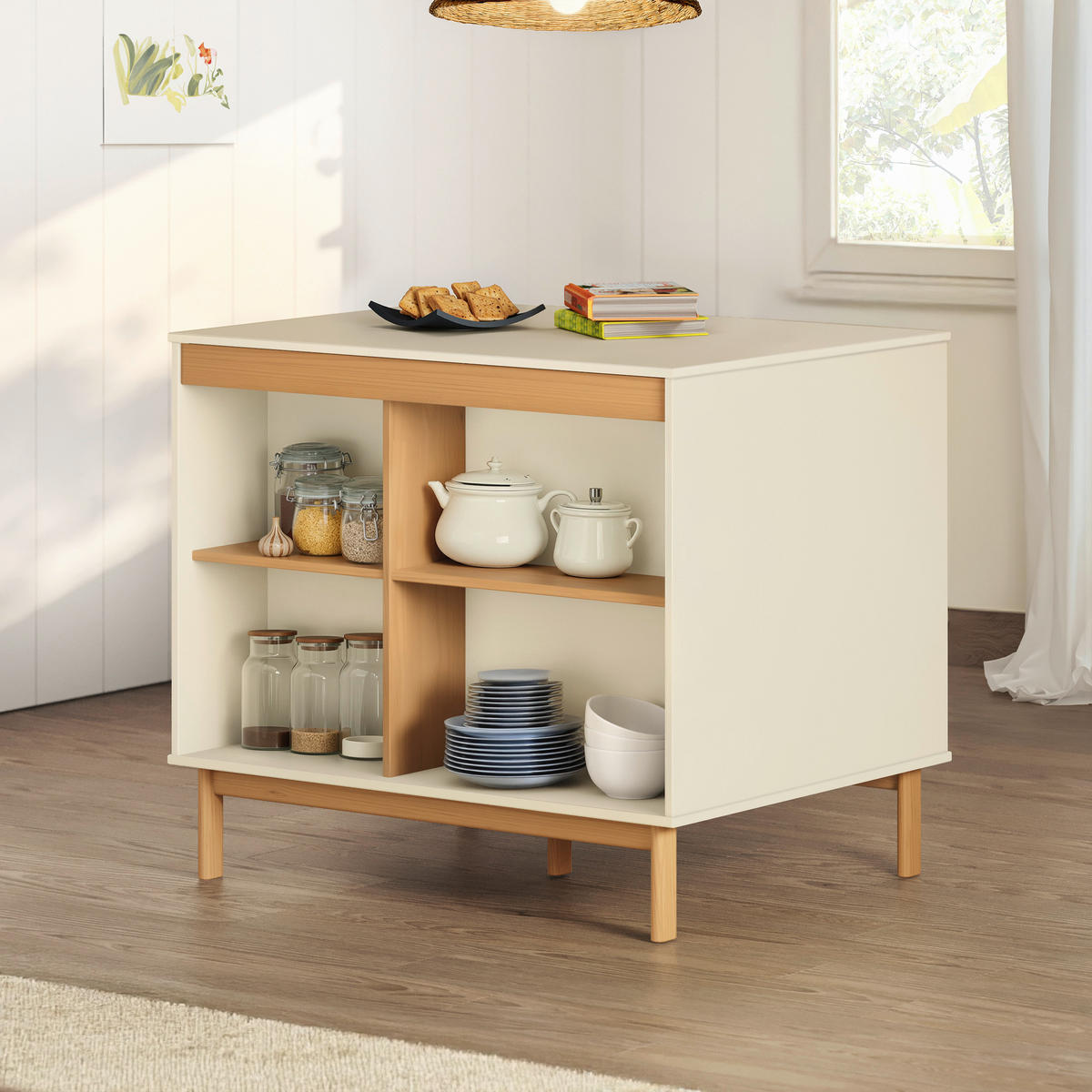 KÜCHENINSEL 102,5/90/60 cm  in Beige, Hellbraun  - Hellbraun/Beige, Design, Holz (102,5/90/60cm) - Livetastic