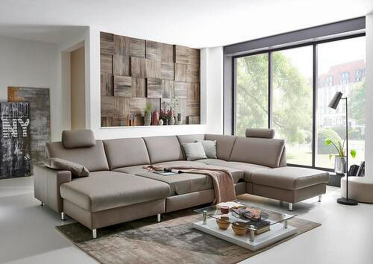SOFFA i äkta läder ljusgrå  - aluminiumfärg/ljusgrå, Design, metall/läder (233/339/165cm) - Beldomo Premium
